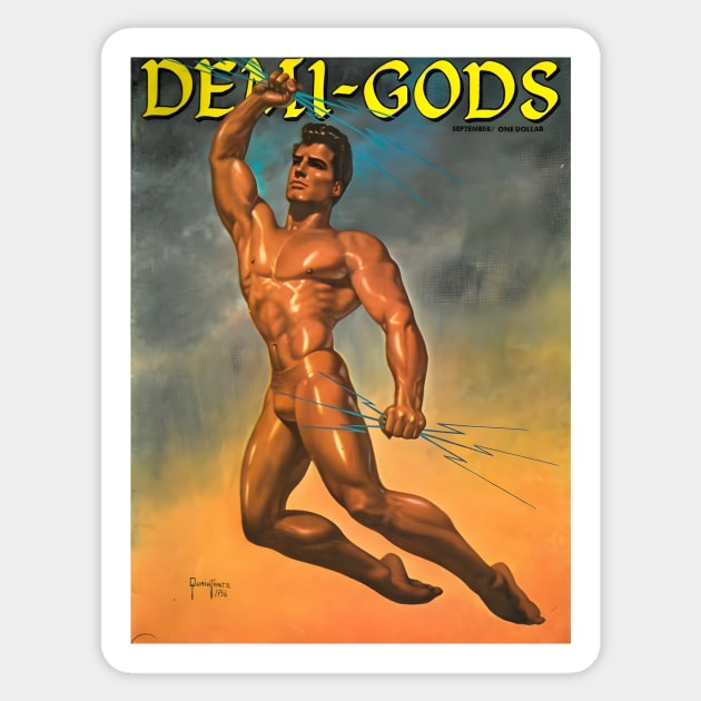 DEMIGODS - Vintage Physique Muscle Male Model Magazine Cover Sticker by SNAustralia